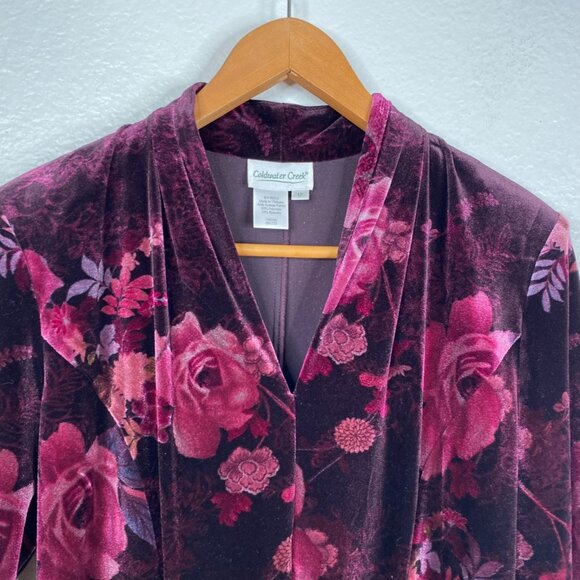 Coldwater Creek Women's Velvet Dark Floral Modest Holiday Dress Purple Size 12 - Picture 4 of 13